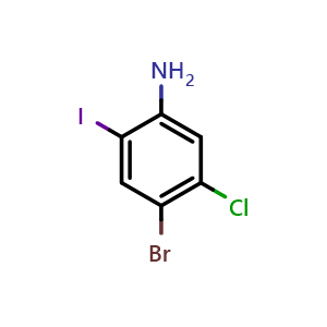 Chemical structure of 4-Bromo-5-chloro-2-iodoaniline , CAS 1426566-89-3, AChemBlock X178858