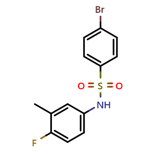 Chemical structure of 4-bromo-N-(4-fluoro-3-methylphenyl)benzene-1-sulfonamide , CAS 1485880-01-0, AChemBlock X178879