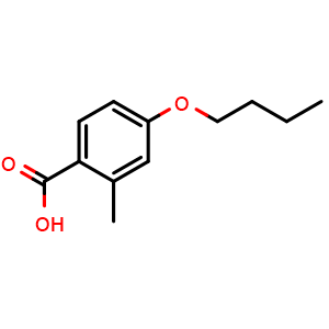 Chemical structure of 4-Butoxy-2-methylbenzoic acid , CAS 175153-56-7, AChemBlock X178897