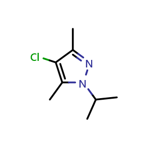 Chemical structure of 4-Chloro-1-isopropyl-3,5-dimethyl-1H-pyrazole , CAS 1205077-69-5, AChemBlock X178916
