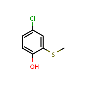 Chemical structure of 4-Chloro-2-(methylthio)phenol , CAS 23385-53-7, AChemBlock X178921