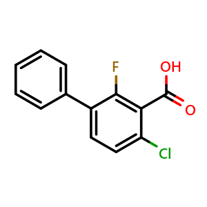 Chemical structure of 4-Chloro-2-fluoro-[1,1'-biphenyl]-3-carboxylic acid , CAS 2624417-74-7, AChemBlock X178940