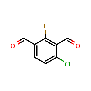 Chemical structure of 4-Chloro-2-fluoroisophthalaldehyde , CAS 2385616-60-2, AChemBlock X178955