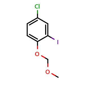 Chemical structure of 4-Chloro-2-iodo-1-(methoxymethoxy)benzene , CAS 1620888-86-9, AChemBlock X178957