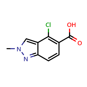 Chemical structure of 4-Chloro-2-methyl-2H-indazole-5-carboxylic acid , CAS 1890523-68-8, AChemBlock X178969