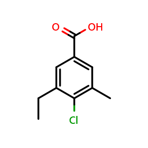 Chemical structure of 4-Chloro-3-ethyl-5-methylbenzoic acid , CAS 2705738-69-6, AChemBlock X178983