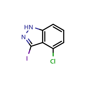 Chemical structure of 4-Chloro-3-iodo-1H-indazole , CAS 518990-33-5, AChemBlock X178994
