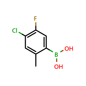 Chemical structure of 4-Chloro-5-fluoro-2-methylphenylboronic acid , CAS 2055778-22-6, AChemBlock X179011