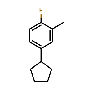Chemical structure of 4-Cyclopentyl-1-fluoro-2-methylbenzene , CAS 2586127-46-8, AChemBlock X179025