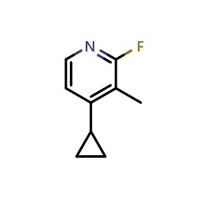 Chemical structure of 4-Cyclopropyl-2-fluoro-3-methylpyridine , CAS 2586126-09-0, AChemBlock X179028