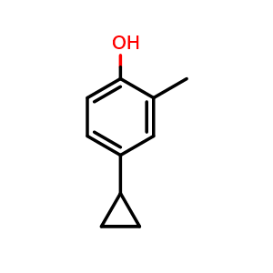 Chemical structure of 4-Cyclopropyl-2-methylphenol , CAS 1555361-85-7, AChemBlock X179030