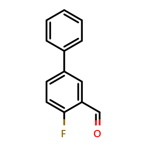 Chemical structure of 4-fluoro-[1,1'-biphenyl]-3-carbaldehyde , CAS 854778-58-8, AChemBlock X179082