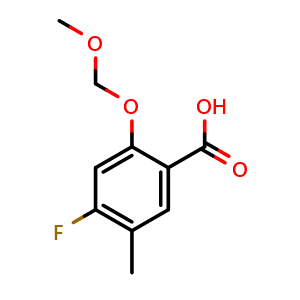 Chemical structure of 4-Fluoro-2-(methoxymethoxy)-5-methylbenzoic acid , CAS 2734774-45-7, AChemBlock X179086