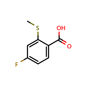Chemical structure of 4-Fluoro-2-(methylthio)benzoic acid , CAS 410545-51-6, AChemBlock X179088