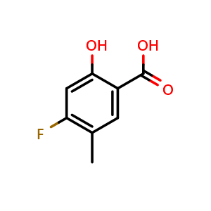 Chemical structure of 4-Fluoro-2-hydroxy-5-methylbenzoic acid , CAS 1188381-75-0, AChemBlock X179097