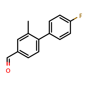 Chemical structure of 4'-Fluoro-2-methyl-[1,1'-biphenyl]-4-carbaldehyde , CAS 1334220-37-9, AChemBlock X179113