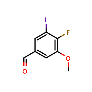Chemical structure of 4-Fluoro-3-iodo-5-methoxybenzaldehyde , CAS 2384860-47-1, AChemBlock X179127