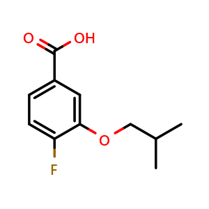 Chemical structure of 4-Fluoro-3-isobutoxybenzoic acid , CAS 1443328-76-4, AChemBlock X179131