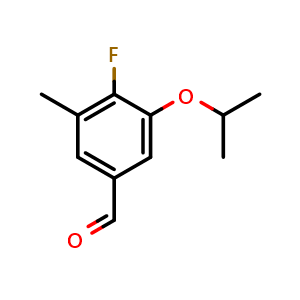 Chemical structure of 4-Fluoro-3-isopropoxy-5-methylbenzaldehyde , CAS 2484889-03-2, AChemBlock X179133