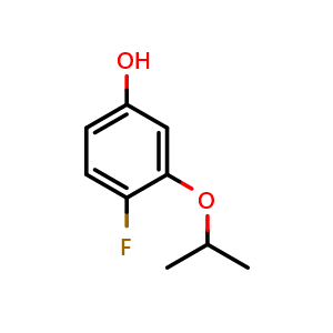 Chemical structure of 4-fluoro-3-isopropoxyphenol , CAS 1243390-16-0, AChemBlock X179134