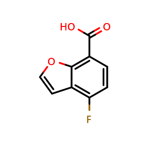 Chemical structure of 4-Fluorobenzofuran-7-carboxylic acid , CAS 1823956-50-8, AChemBlock X179154