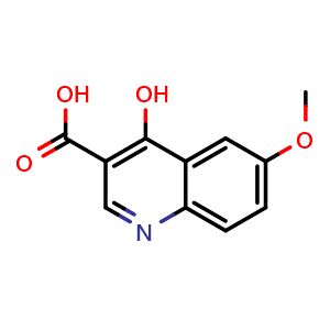 Chemical structure of 4-hydroxy-6-methoxy-quinoline-3-carboxylic acid , CAS 28027-16-9, AChemBlock X179171