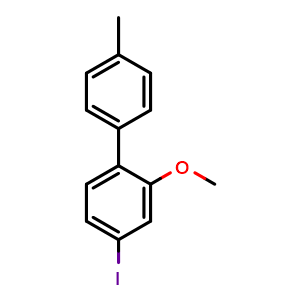 Chemical structure of 4-Iodo-2-methoxy-4'-methyl-1,1'-biphenyl , CAS 2764728-17-6, AChemBlock X179183