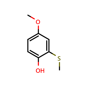 Chemical structure of 4-Methoxy-2-(methylthio)phenol , CAS 1483-18-7, AChemBlock X179207