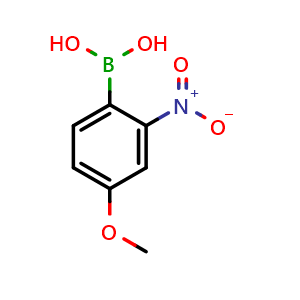 Chemical structure of 4-Methoxy-2-nitrophenylboronic acid , CAS 860034-09-9, AChemBlock X179212