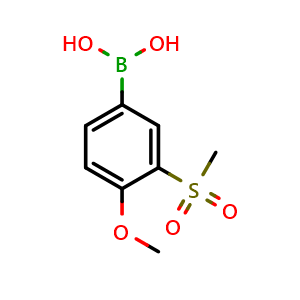 Chemical structure of 4-Methoxy-3-(methylsulfonyl)phenylboronic acid , CAS 1268496-34-9, AChemBlock X179213