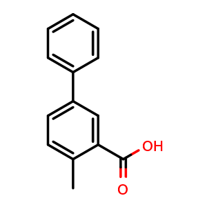 Chemical structure of 4-Methyl-[1,1'-biphenyl]-3-carboxylic acid , CAS 2840-35-9, AChemBlock X179227