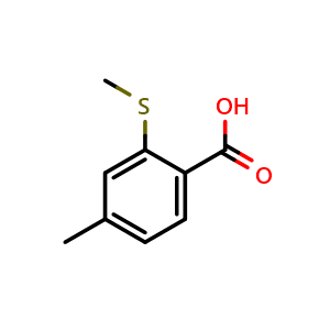 Chemical structure of 4-Methyl-2-(methylsulfanyl)benzoic acid , CAS 24852-73-1, AChemBlock X179229