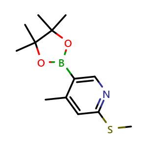 Chemical structure of 4-Methyl-2-(methylthio)-5-(4,4,5,5-tetramethyl-1,3,2-dioxaborolan-2-yl)pyridine , CAS 1354911-06-0, AChemBlock X179230