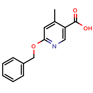 Chemical structure of 4-Methyl-6-(phenylmethoxy)pyridine-3-carboxylic acid , CAS 1189757-61-6, AChemBlock X179242