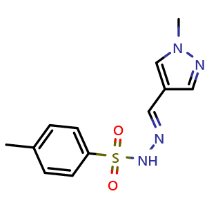 Chemical structure of 4-methyl-N'-((1-methyl-1H-pyrazol-4-yl)methylene)benzenesulfonohydrazide , CAS 1287383-24-7, AChemBlock X179243