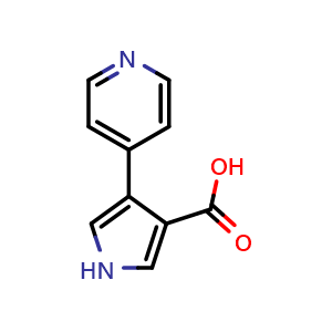 Chemical structure of 4-pyridin-4-yl-1H-pyrrole-3-carboxylic acid , CAS 197774-71-3, AChemBlock X179262