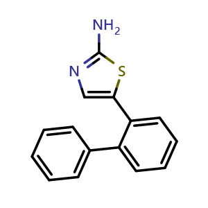 Chemical structure of 5-([1,1'-Biphenyl]-2-yl)thiazol-2-amine , CAS 2764731-69-1, AChemBlock X179268