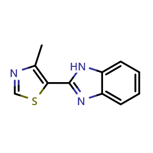 Chemical structure of 5-(1H-benzo[d ]imidazol-2-yl)-4-methylthiazole , CAS 953070-70-7, AChemBlock X179269