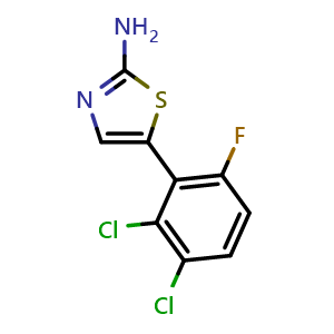 Chemical structure of 5-(2,3-Dichloro-6-fluorophenyl)thiazol-2-amine , CAS 2807446-95-1, AChemBlock X179282