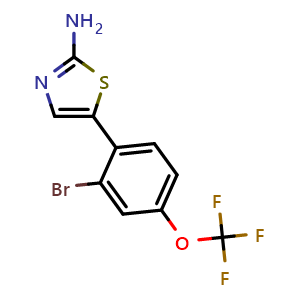 Chemical structure of 5-(2-Bromo-4-(trifluoromethoxy)phenyl)thiazol-2-amine , CAS 2734774-13-9, AChemBlock X179301