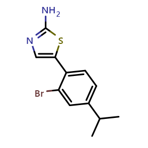 Chemical structure of 5-(2-bromo-4-isopropylphenyl)thiazol-2-amine , CAS 2755724-26-4, AChemBlock X179307