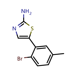Chemical structure of 5-(2-Bromo-5-methylphenyl)thiazol-2-amine , CAS 2734777-80-9, AChemBlock X179311