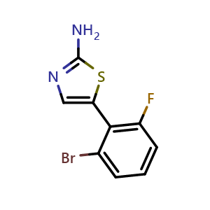 Chemical structure of 5-(2-Bromo-6-fluorophenyl)thiazol-2-amine , CAS 1936451-83-0, AChemBlock X179315