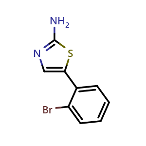 Chemical structure of 5-(2-Bromophenyl)thiazol-2-amine , CAS 1378873-73-4, AChemBlock X179316