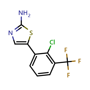 Chemical structure of 5-(2-Chloro-3-(trifluoromethyl)phenyl)thiazol-2-amine , CAS 2734776-68-0, AChemBlock X179317