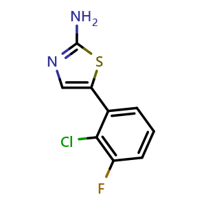 Chemical structure of 5-(2-Chloro-3-fluorophenyl)thiazol-2-amine , CAS 2755723-62-5, AChemBlock X179319