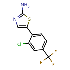Chemical structure of 5-(2-Chloro-4-(trifluoromethyl)phenyl)thiazol-2-amine , CAS 2734777-48-9, AChemBlock X179322