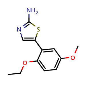 Chemical structure of 5-(2-Ethoxy-5-methoxyphenyl)thiazol-2-amine , CAS 2807440-11-3, AChemBlock X179332