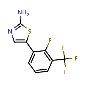 Chemical structure of 5-(2-Fluoro-3-(trifluoromethyl)phenyl)thiazol-2-amine , CAS 881402-29-5, AChemBlock X179336