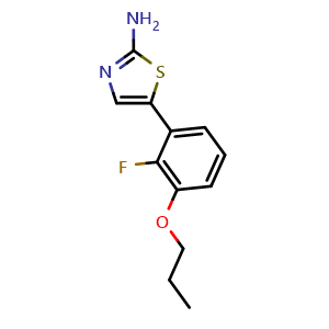 Chemical structure of 5-(2-fluoro-3-propoxyphenyl)thiazol-2-amine , CAS 2755723-61-4, AChemBlock X179339